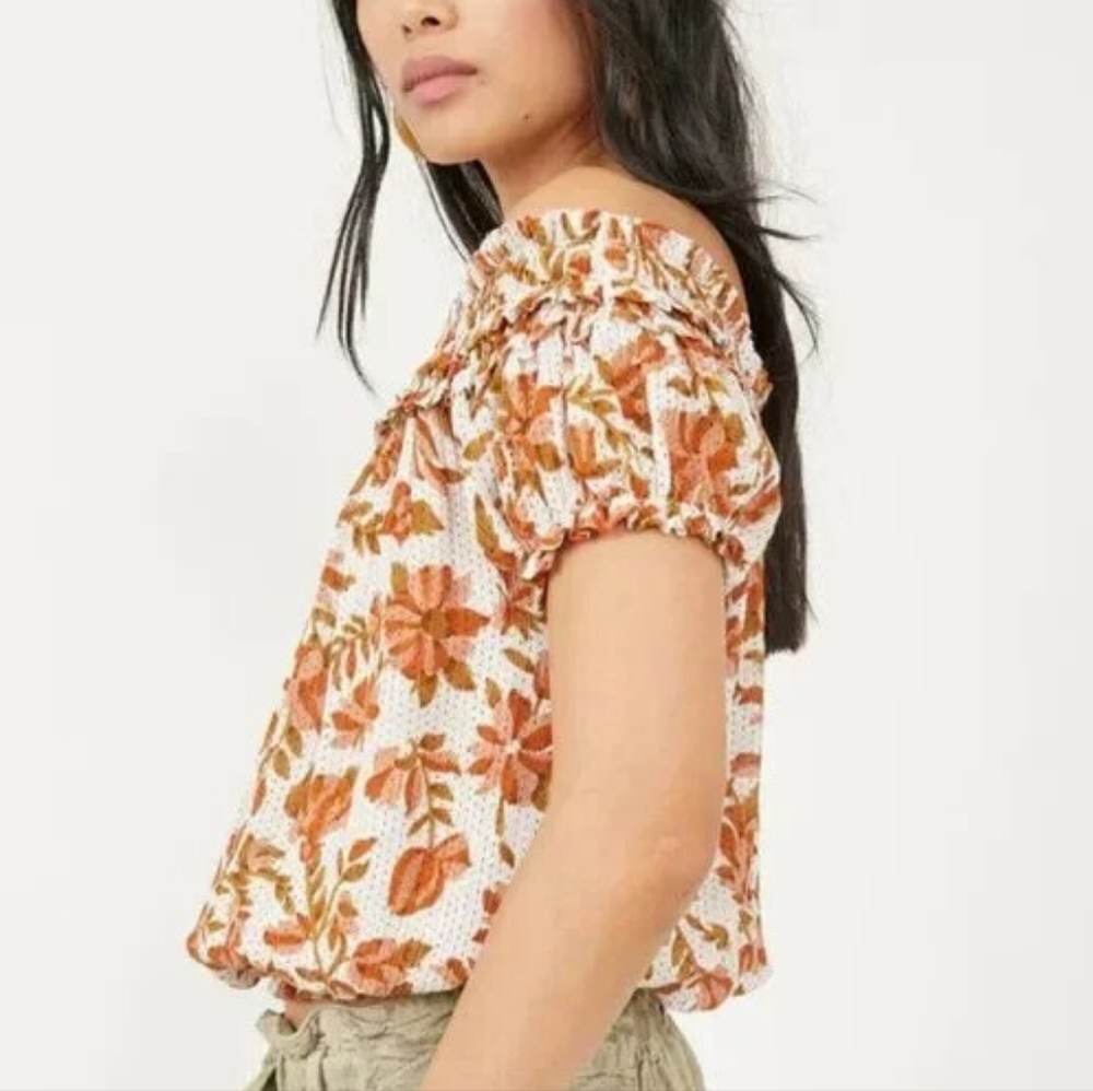 Free People One Suki Off Shoulder Floral Top Size Small - Picture 2 of 8